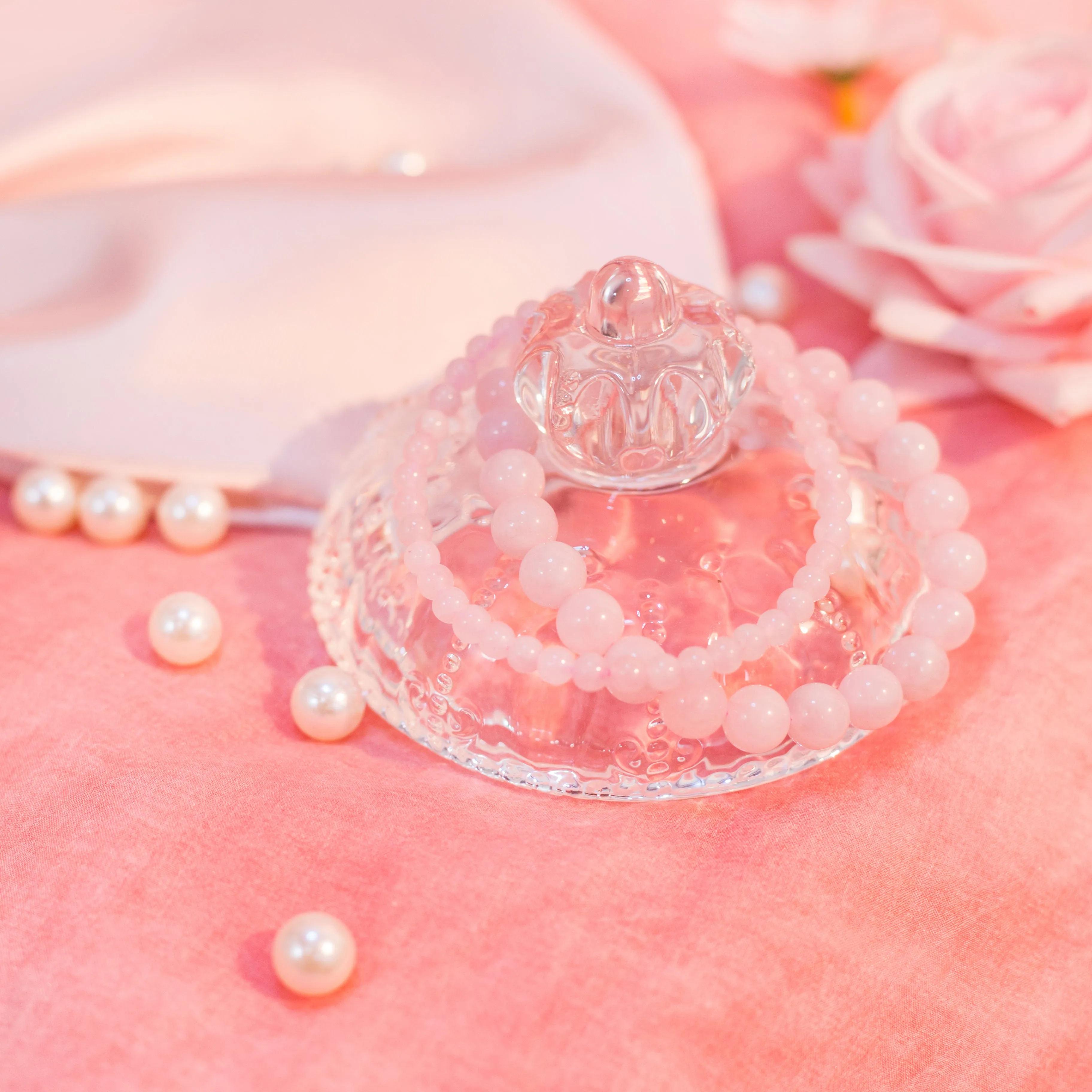 Rose Quartz Beaded Crystal Bracelet