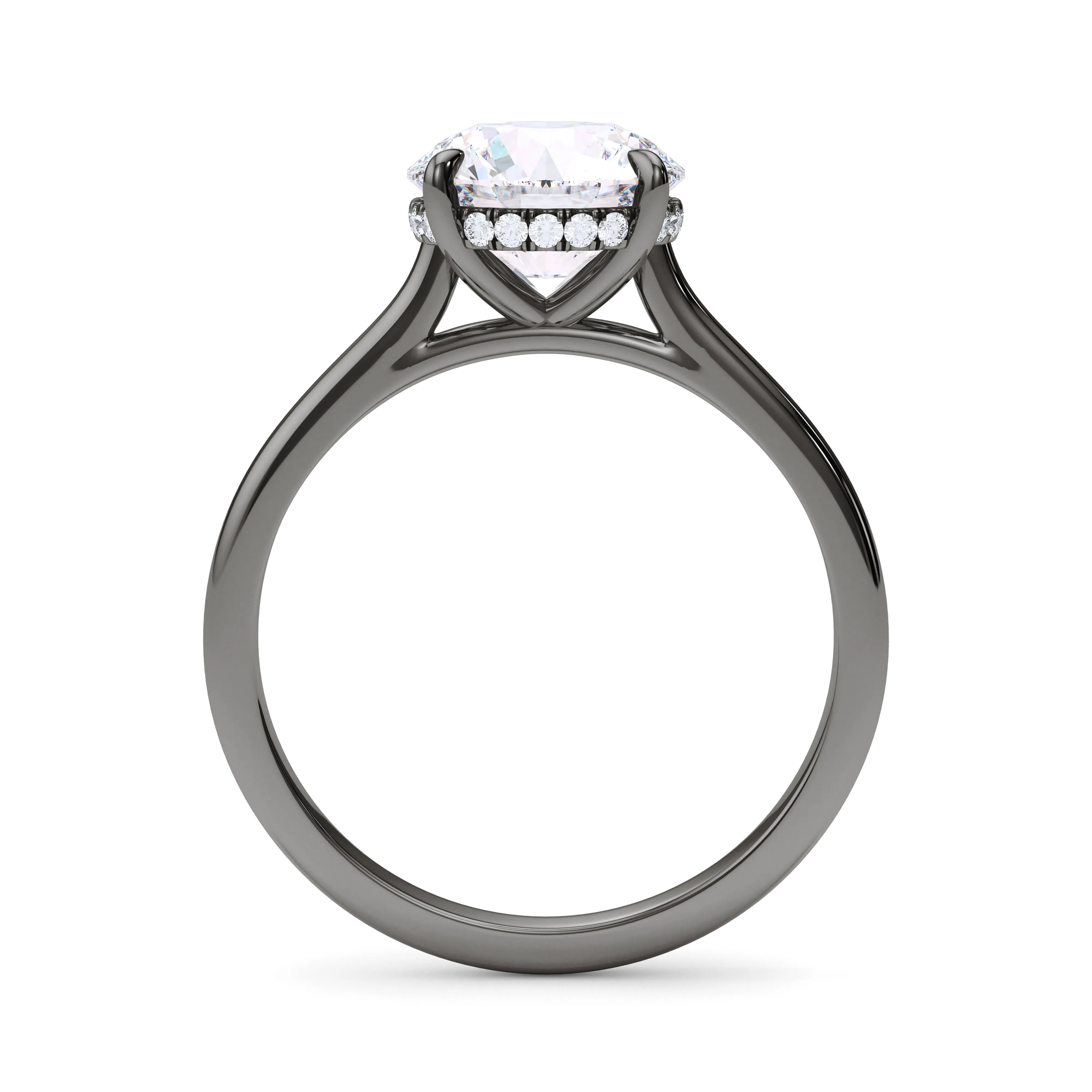 Round Cut Hidden Halo Diamond Ring