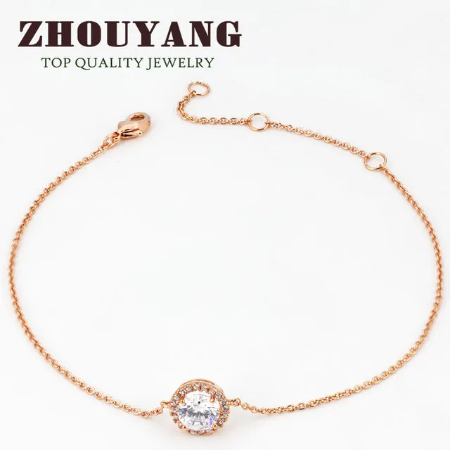 Round Micro Mosaic Cubic Zirconia Rose Gold Color Bracelet Jewelry Austrian Crystal Top Quality Wholesale ZYH165 ZYH101