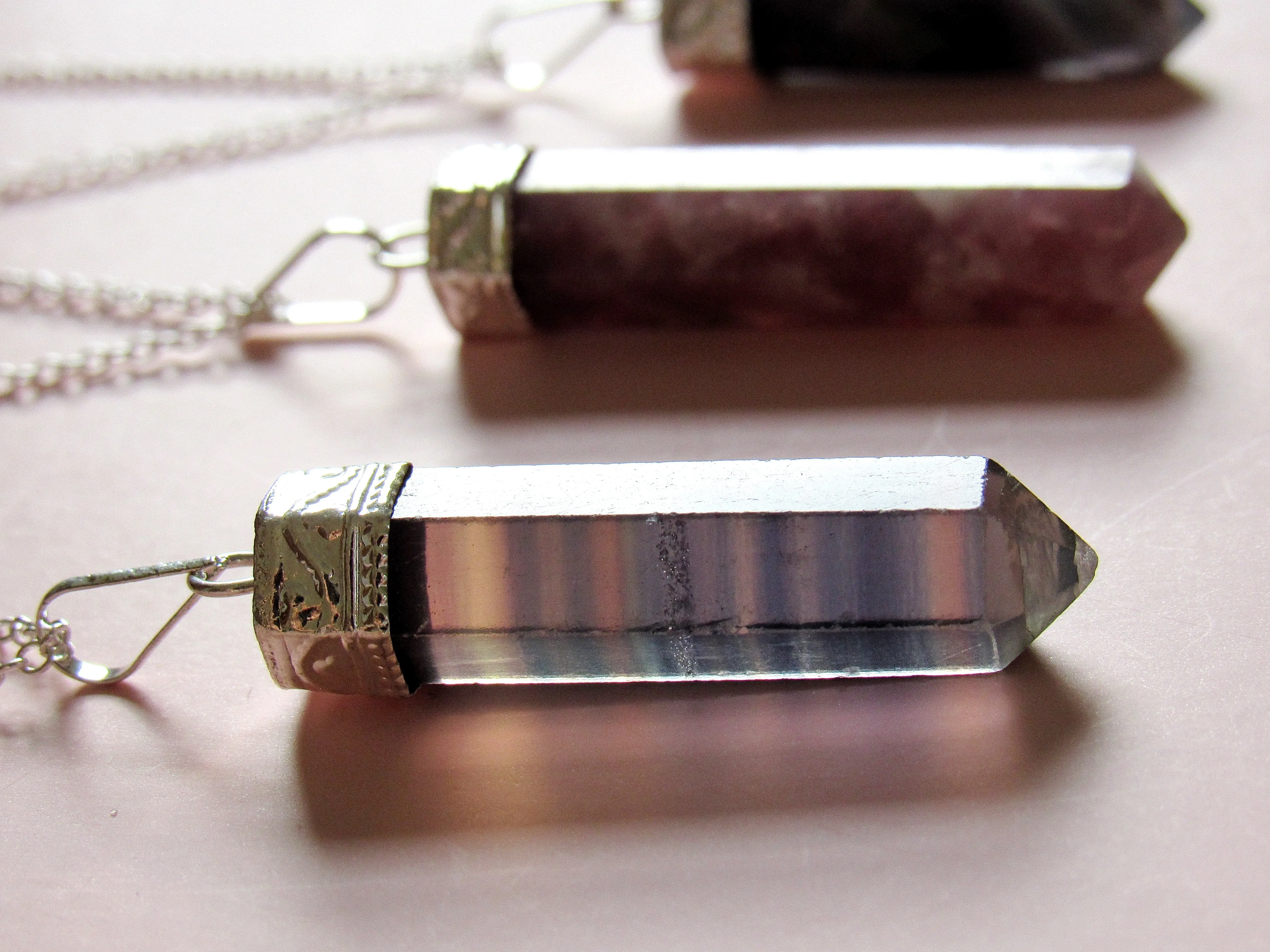 Royal Silver Fluorite Point Necklaces