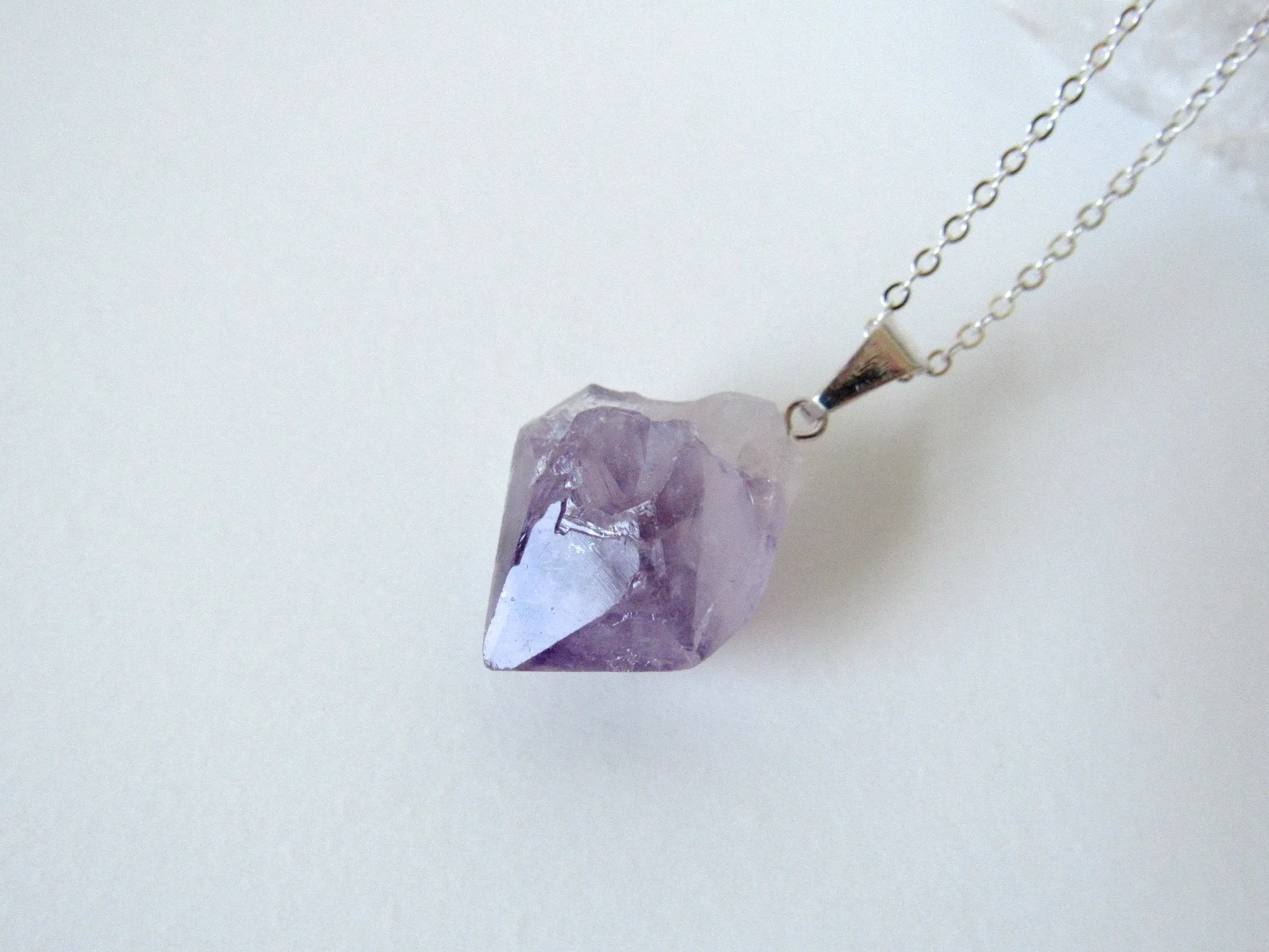 Silver Amethyst Point Necklaces