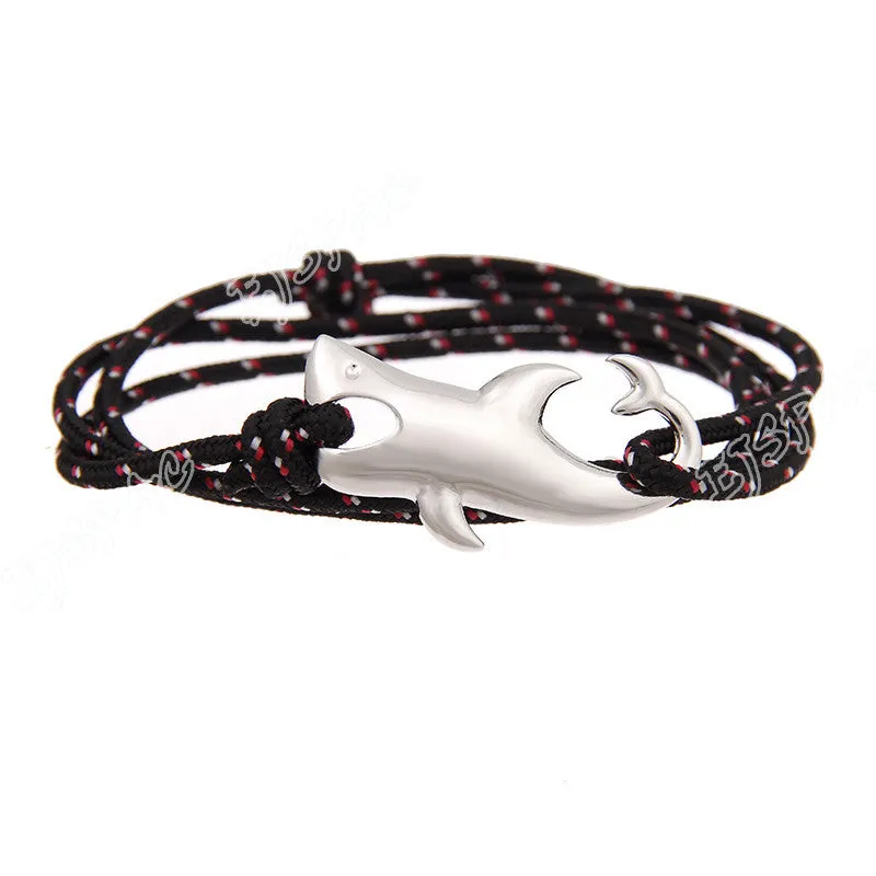 Silver Plated Ocean Shark Rope Bracelet