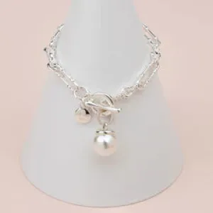 Silver Single Pearl Bracelet**