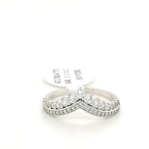 Silver Wishbone CZ Double Row Ring