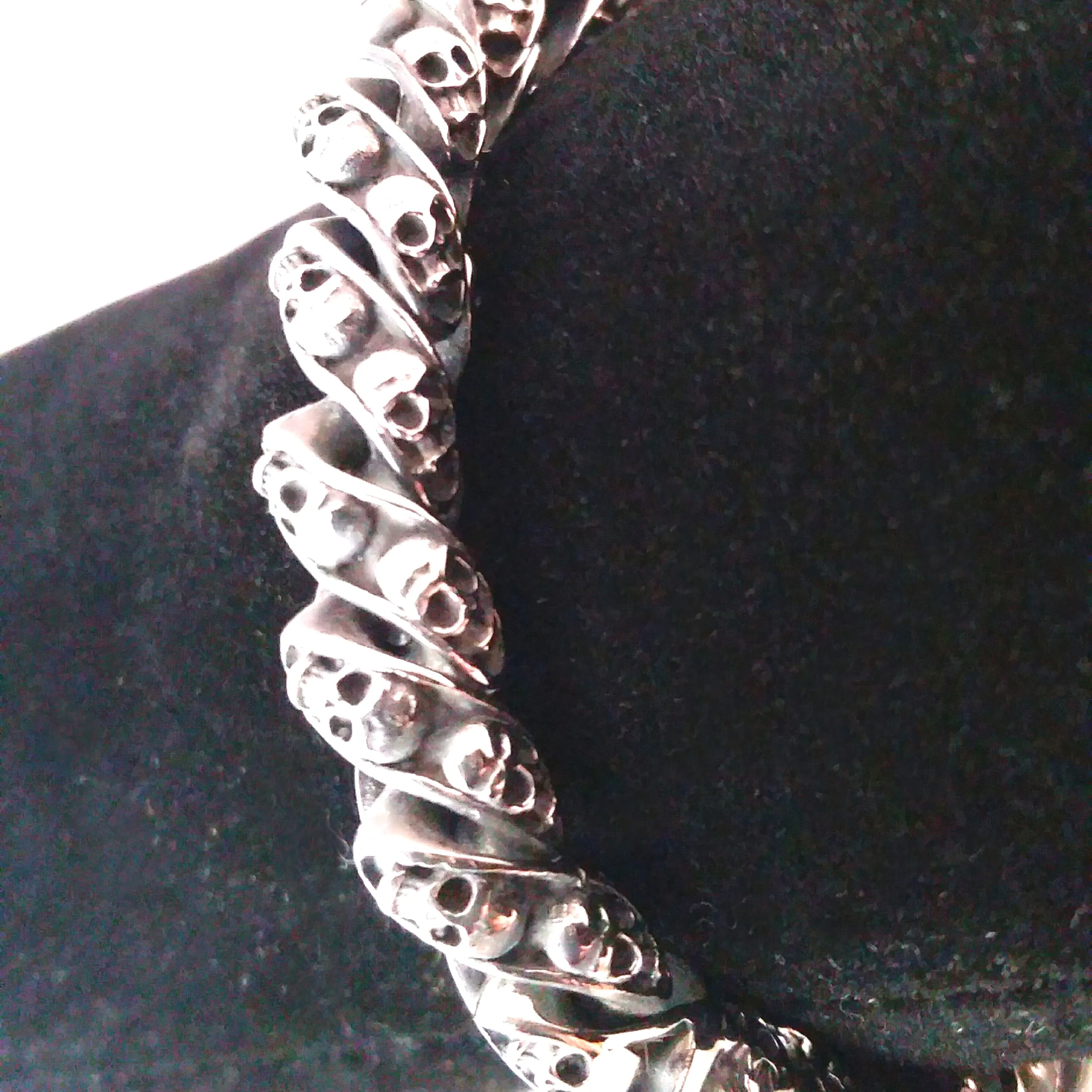 Skull Bracelet Silver Chain Link Spiral Mens