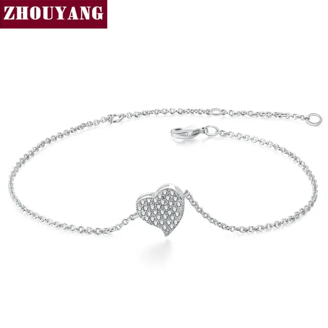 Three Color Micro insert technology Heart Rose Gold Color Bracelet Jewelry Austrian Crystals Wholesale ZYH188 ZYH190 ZYH191