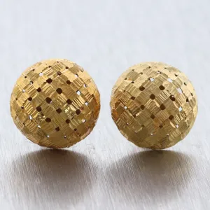 Tiffany & Co. 18k Yellow Gold Basket Weave Dome Post Clip Earrings