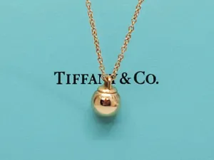 Tiffany & Co 7.7mm Wide HardWear Ball Pendant Necklace 18k Gold 18" Long