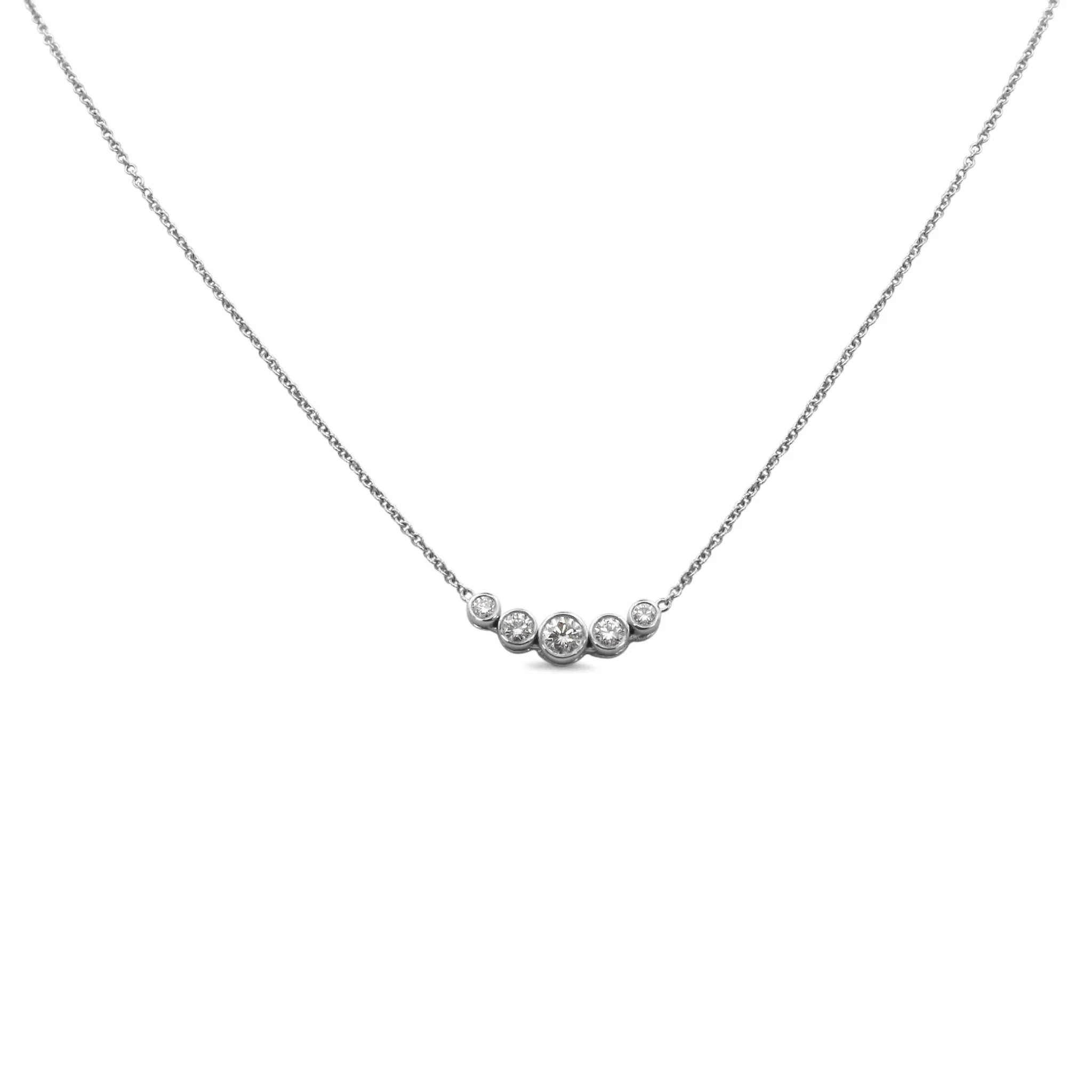 Tiffany Diamond Graduated Jazz Pendant Necklace - Platinum