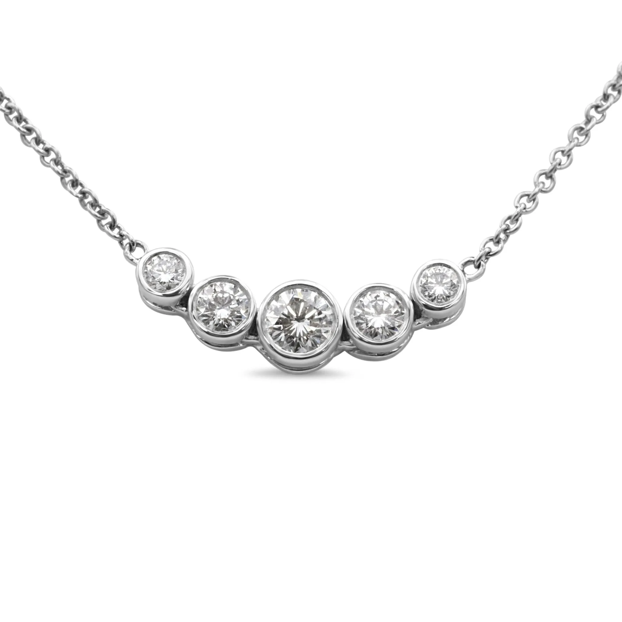 Tiffany Diamond Graduated Jazz Pendant Necklace - Platinum