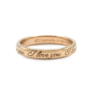 Tiffany 'I LOVE YOU' Motif Wedding Band Ring - 18ct Yellow Gold