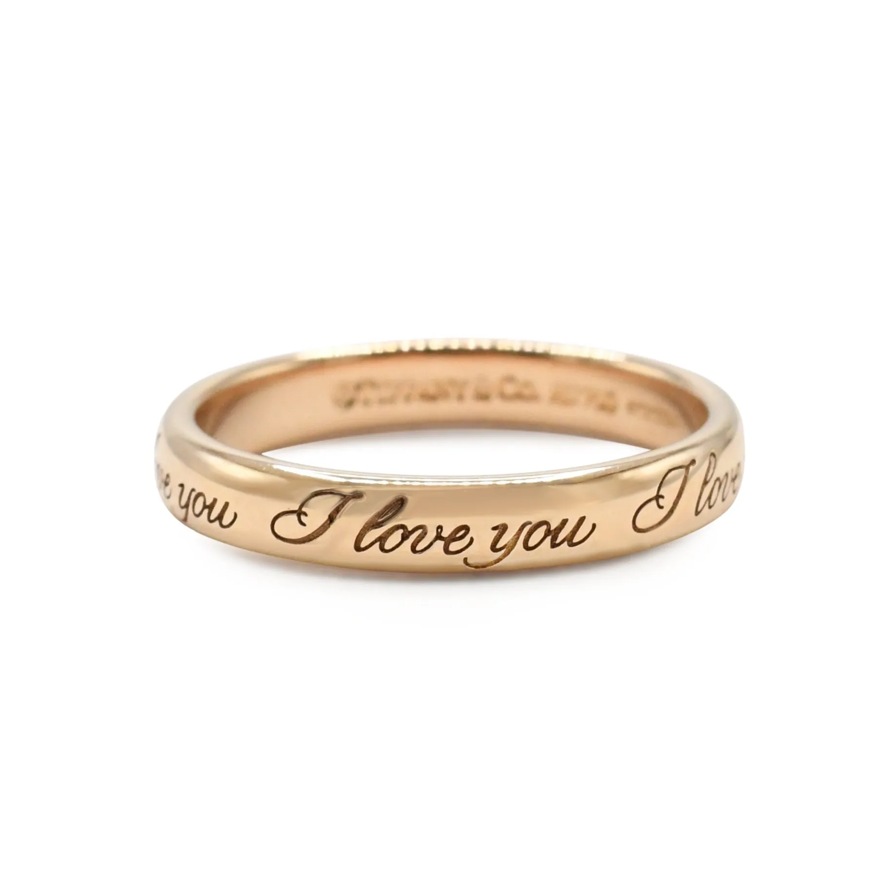 Tiffany 'I LOVE YOU' Motif Wedding Band Ring - 18ct Yellow Gold