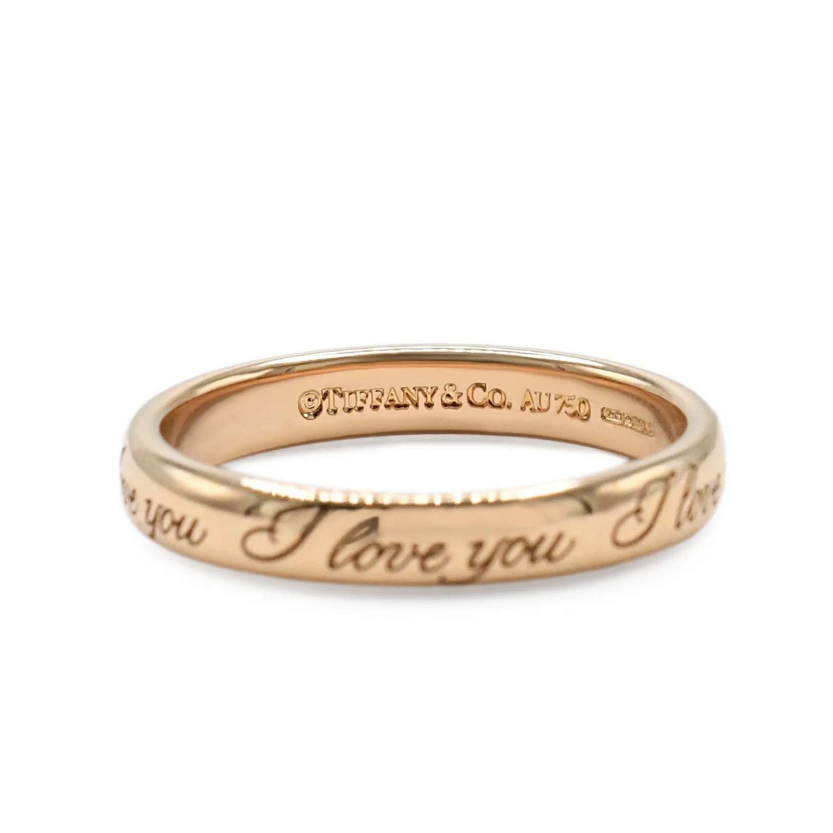 Tiffany 'I LOVE YOU' Motif Wedding Band Ring - 18ct Yellow Gold