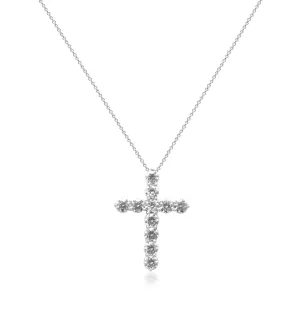 Tiffany Large Brilliant Cut Diamond Set Cross Pendant On 18" Necklace