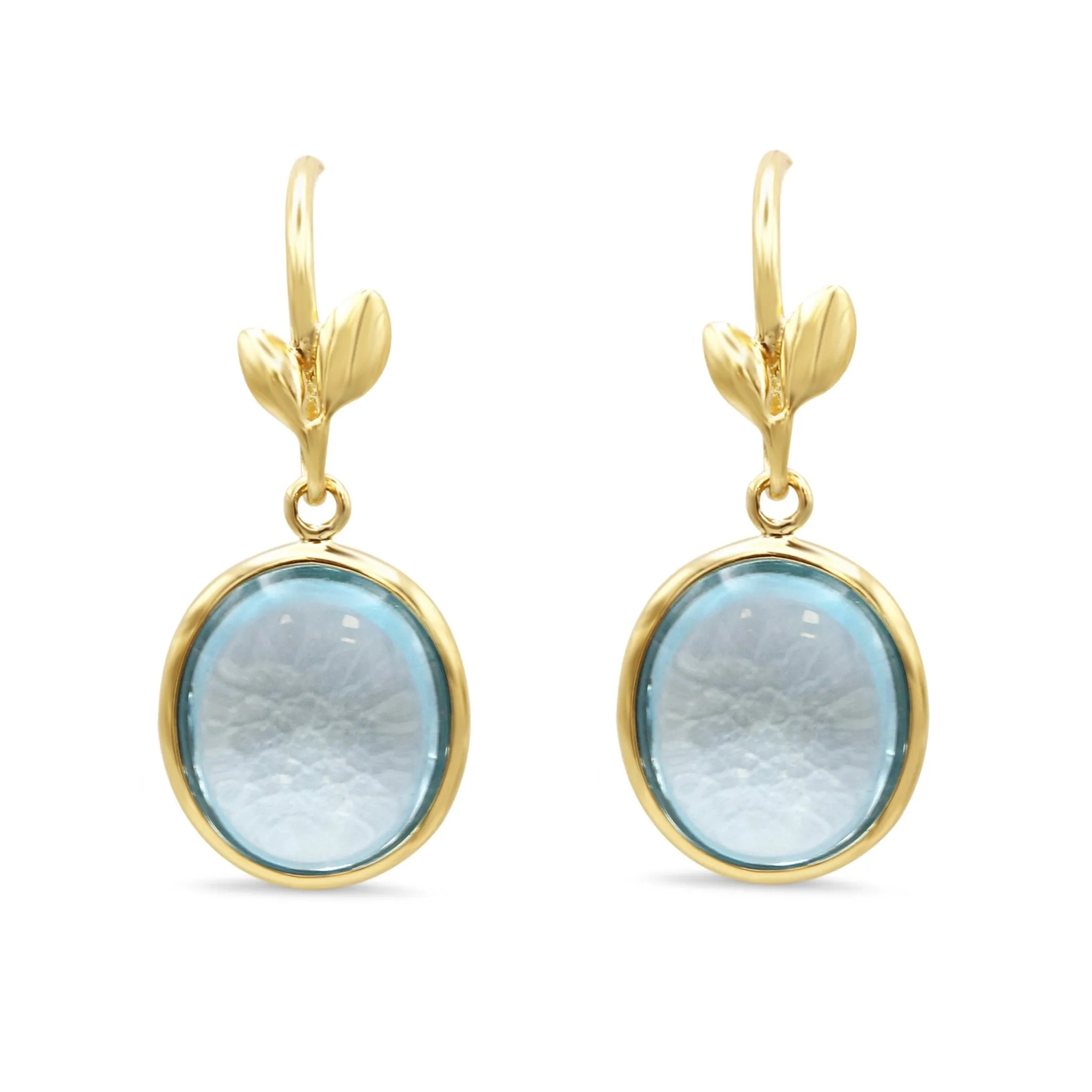 Tiffany Paloma Picasso Blue Topaz Olive Leaf Drop Earrings