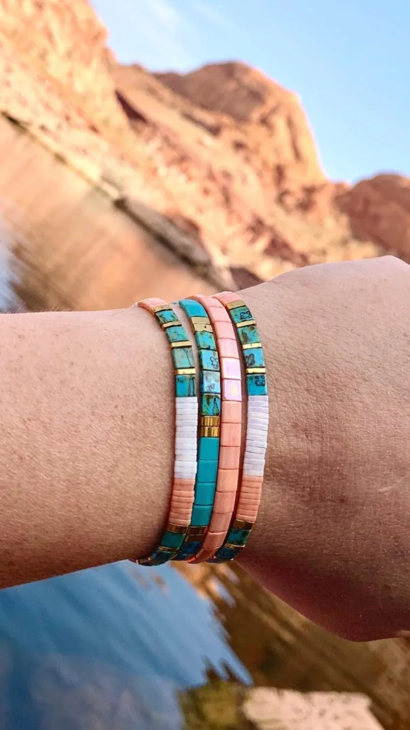 VACATION - Tila Bead Bracelets Stack of 3