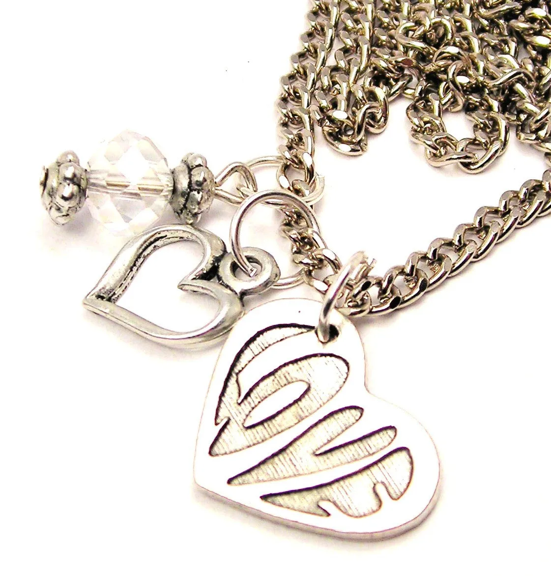 Wacky Love Heart Necklace with Small Heart