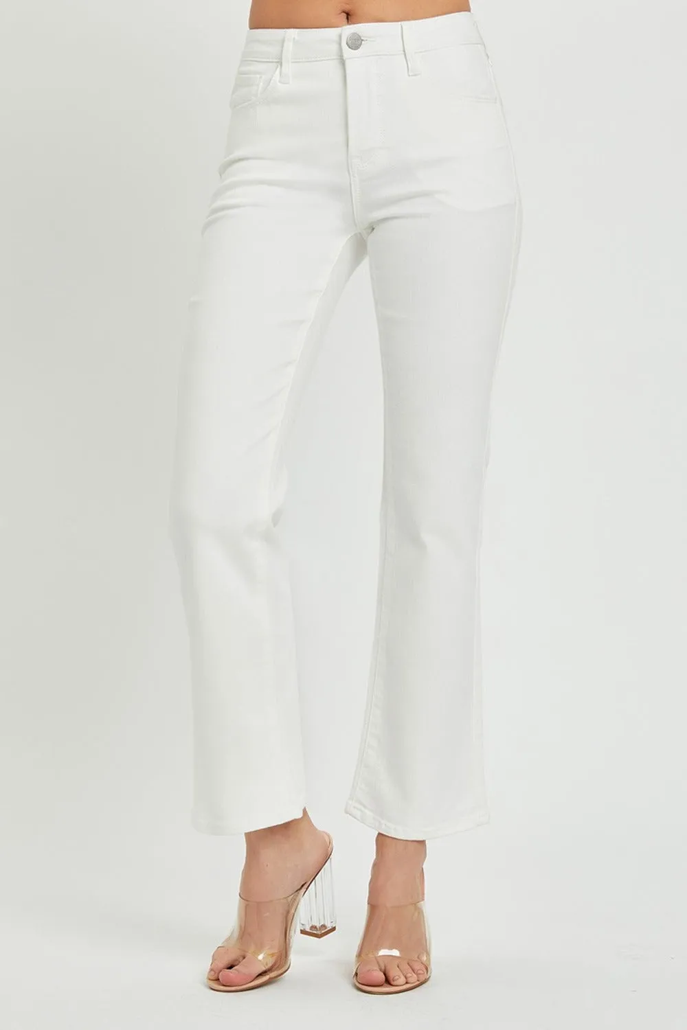 White Mid Rise Bootcut Jeans