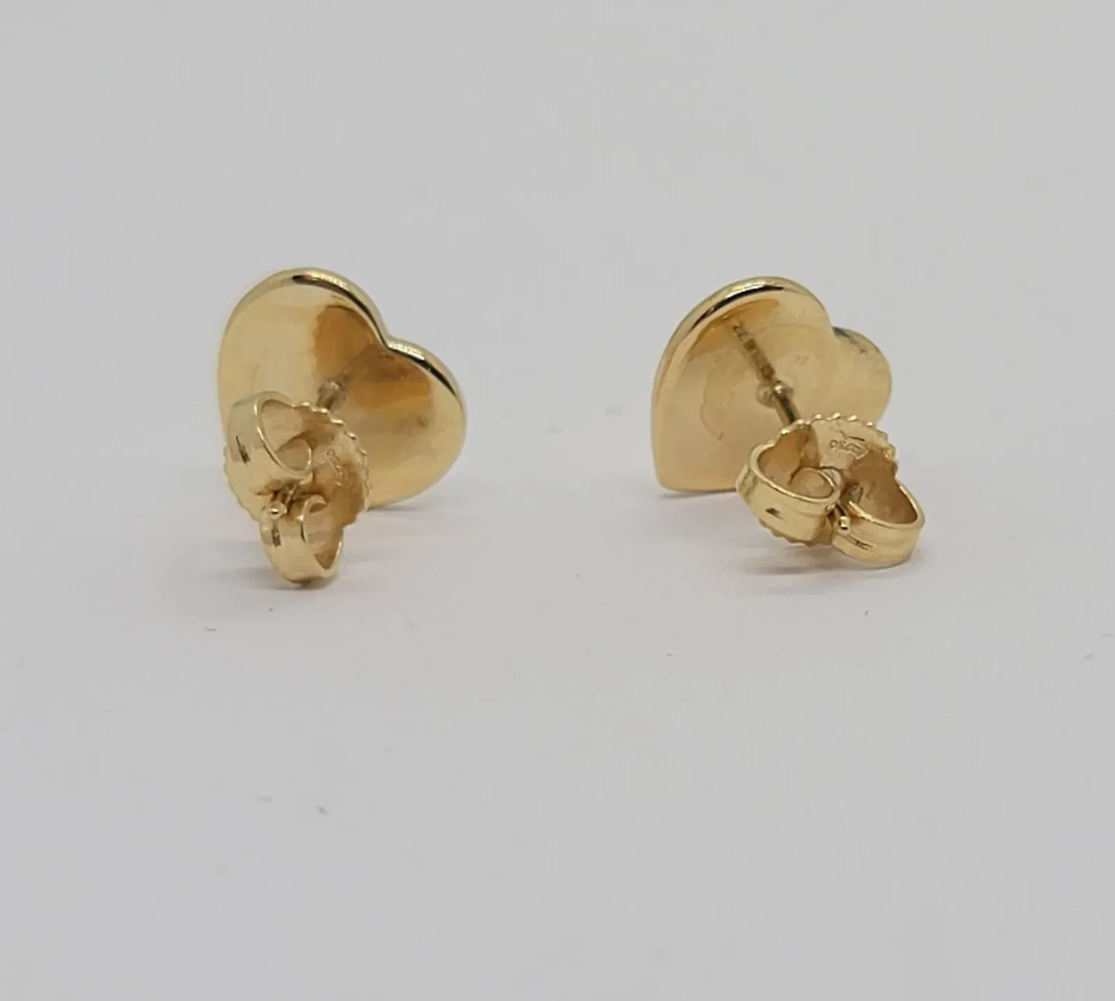 Yellow Gold Heart Tag Stud Earrings